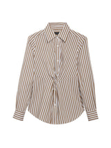 Twisted Tunic Shirt - White/Tan Stripe