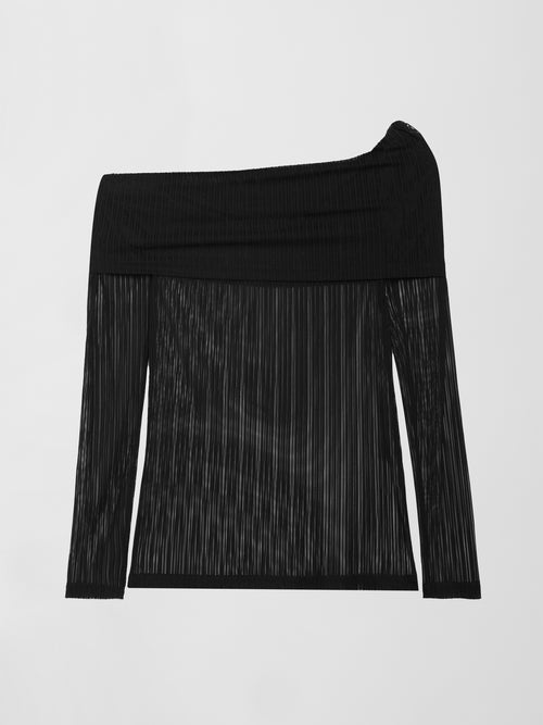 Mesh Off Shoulder Top - Black