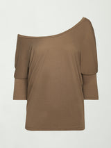 Long Sleeve Off Shoulder Tee - Caribou