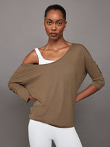 Long Sleeve Off Shoulder Tee - Caribou