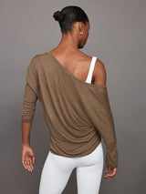 Long Sleeve Off Shoulder Tee - Caribou