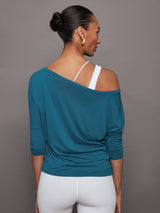 Long Sleeve Off Shoulder Tee - Deep Lagoon