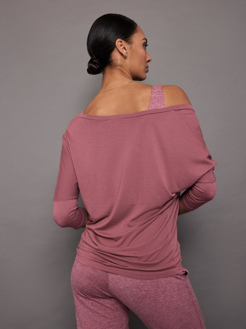 Long Sleeve Off Shoulder Tee - Hawthorn Rose