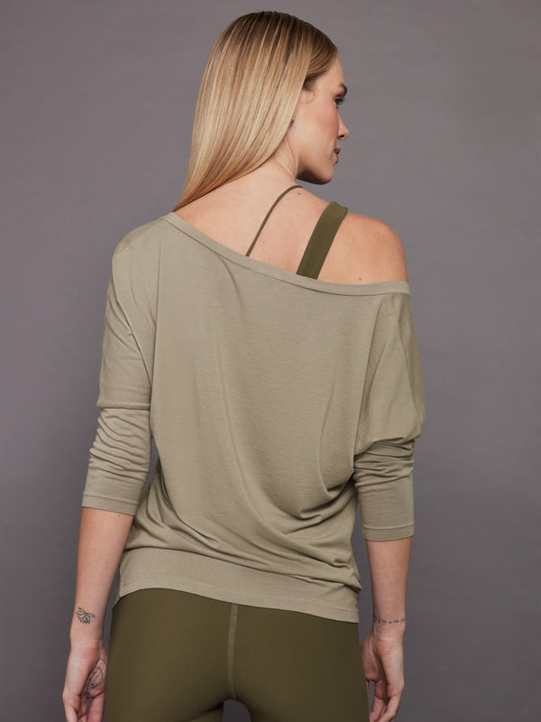 Long Sleeve Off Shoulder Tee - Silversage