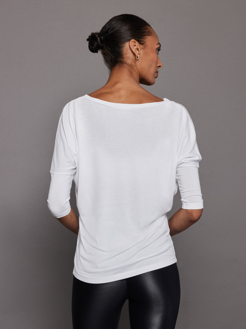 Long Sleeve Off Shoulder Tee - White