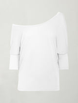 Long Sleeve Off Shoulder Tee - White