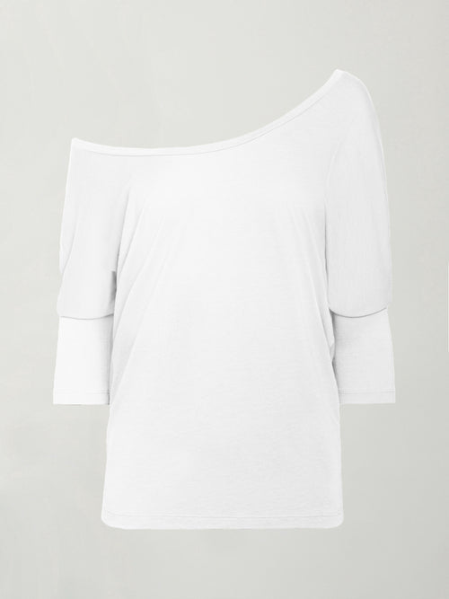 Long Sleeve Off Shoulder Tee - White