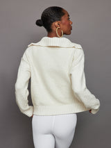 Half Zip Boucle Pullover - Winter White