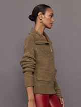 Half Zip Boucle Pullover - Caribou