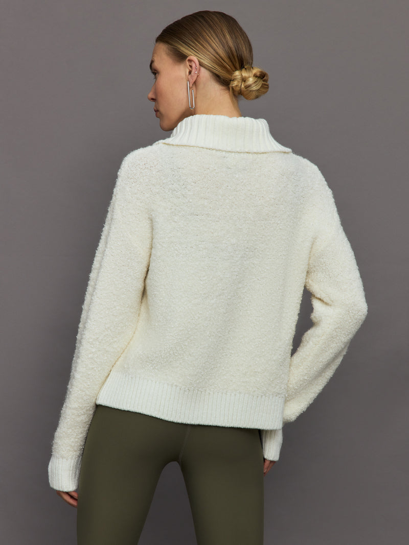 Half Zip Boucle Pullover - Off  White