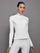 Long Sleeve Mock Neck Rhinestone Top - White