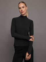 Mock Neck Long Sleeve in Melt - Black