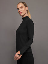 Mock Neck Long Sleeve in Melt - Black