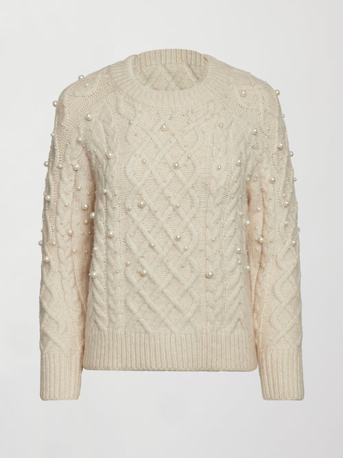 Pearl Embellished Sweater - Winter White