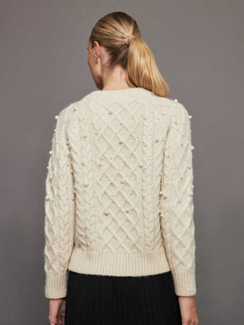 Pearl Embellished Sweater - Winter White