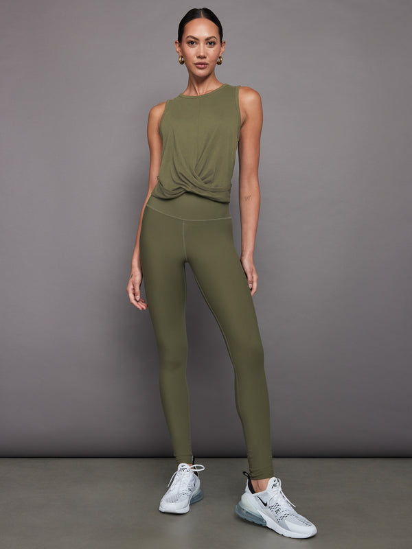 Front Twist Tank - Olive