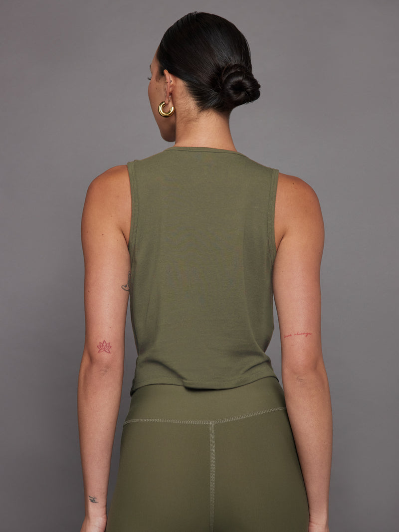 Front Twist Tank - Olive