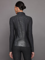 Foil Half Zip Top in Melt - Dark Heather Grey with Gunmetal Foil