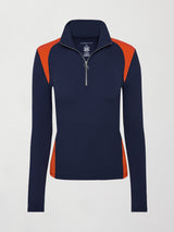 Colorblock Half Zip Top in Melt - Navy / Orange