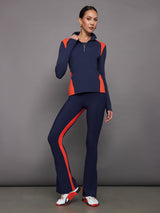 Colorblock Half Zip Top in Melt - Navy / Orange