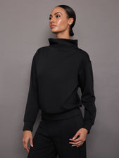 Cowl Neck Knit Sweatshirt in Interlock