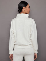 Cowl Neck Knit Sweatshirt in Interlock - Moonbeam Heather