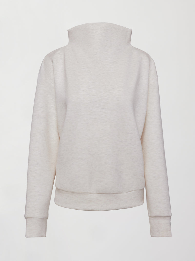 Cowl Neck Knit Sweatshirt in Interlock - Moonbeam Heather