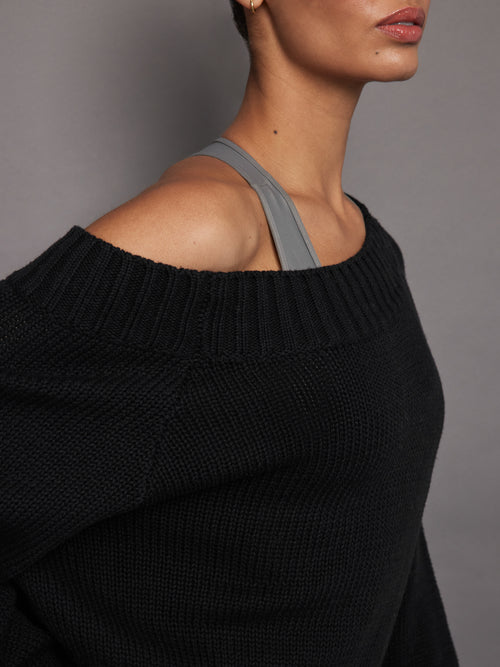 Slouchy Knit Sweater - Black