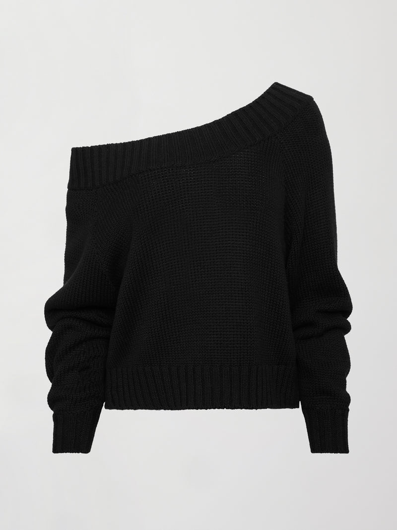 Slouchy Knit Sweater - Black