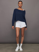 Slouchy Knit Sweater - Navy