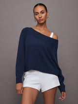 Slouchy Knit Sweater - Navy