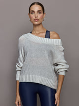 Metallic Slouchy Sweater - Silver Metallic