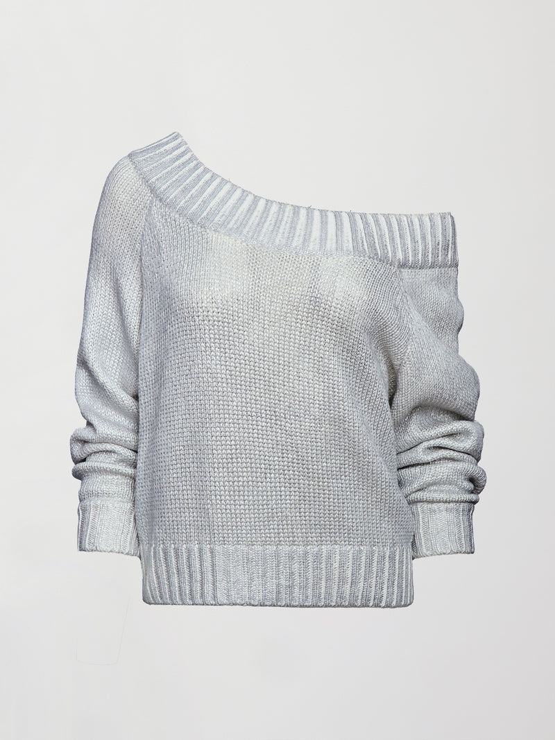 Metallic Slouchy Sweater - Silver Metallic