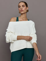 Wool Blend Slouchy Knit Sweater - Off White