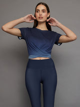 Ombre Cap Sleeve Wrap Tee - Navy Ombre