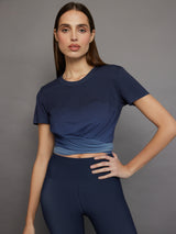 Ombre Cap Sleeve Wrap Tee - Navy Ombre