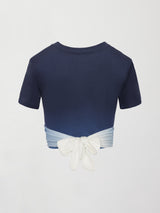 Ombre Cap Sleeve Wrap Tee - Navy Ombre