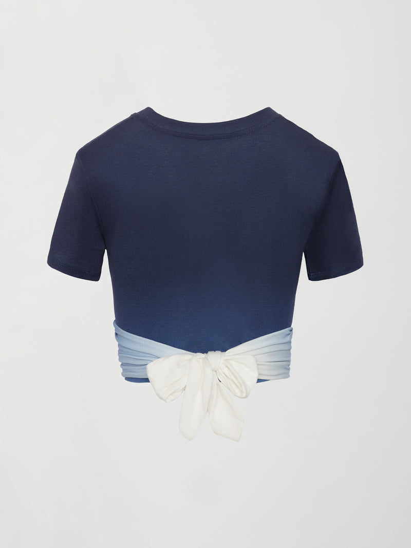 Ombre Cap Sleeve Wrap Tee - Navy Ombre