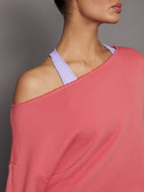 Off Shoulder Raw Edge Sweatshirt in French Terry - Honeysuckle