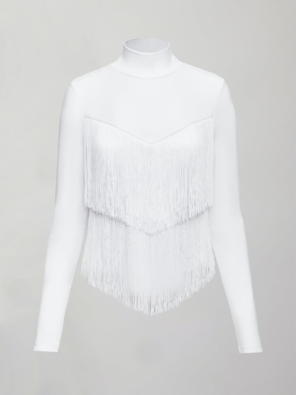 Fringe Mock Neck in Melt - White