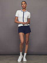 Short Sleeve Collared Cardigan - White