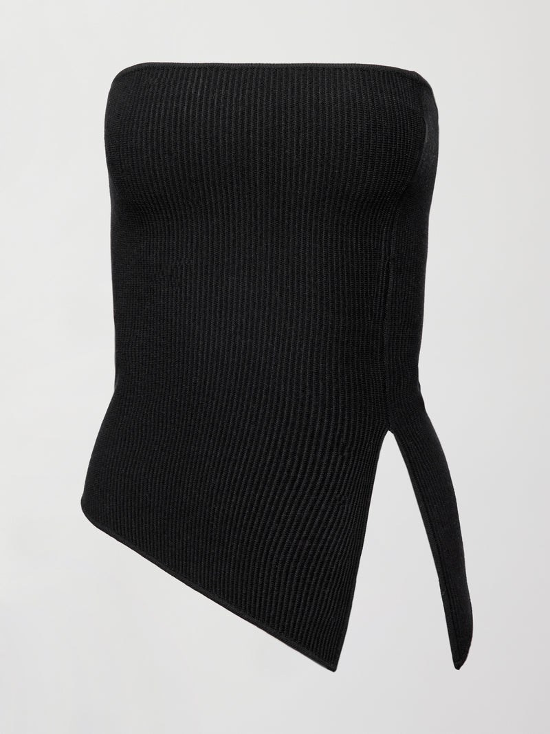 Asymmetrical Sweater Top - Black