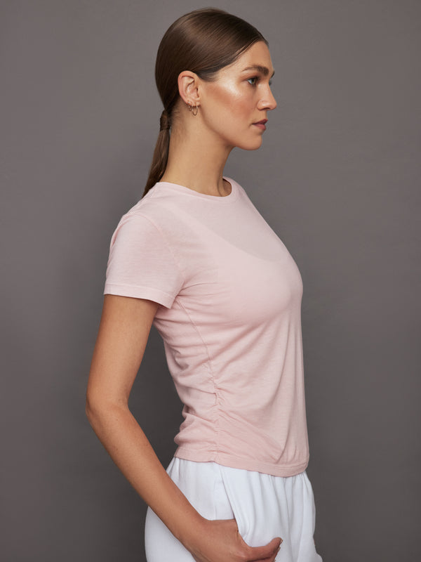 Short Sleeve Ruched Tee - Lotus