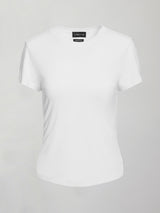 Short Sleeve Ruched Tee - White