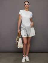 Short Sleeve Ruched Tee - White