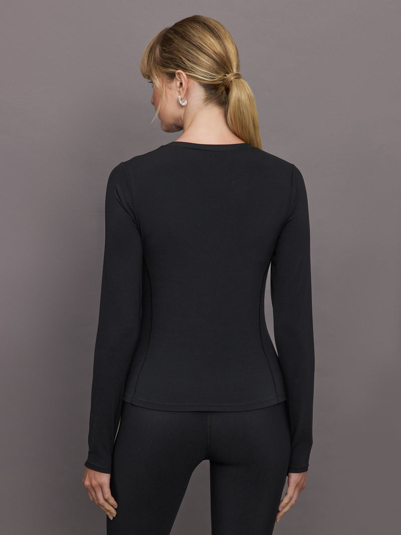 Long Sleeve Crew Neck in Melt - Black