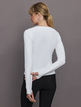 Long Sleeve Crew Neck in Melt - White