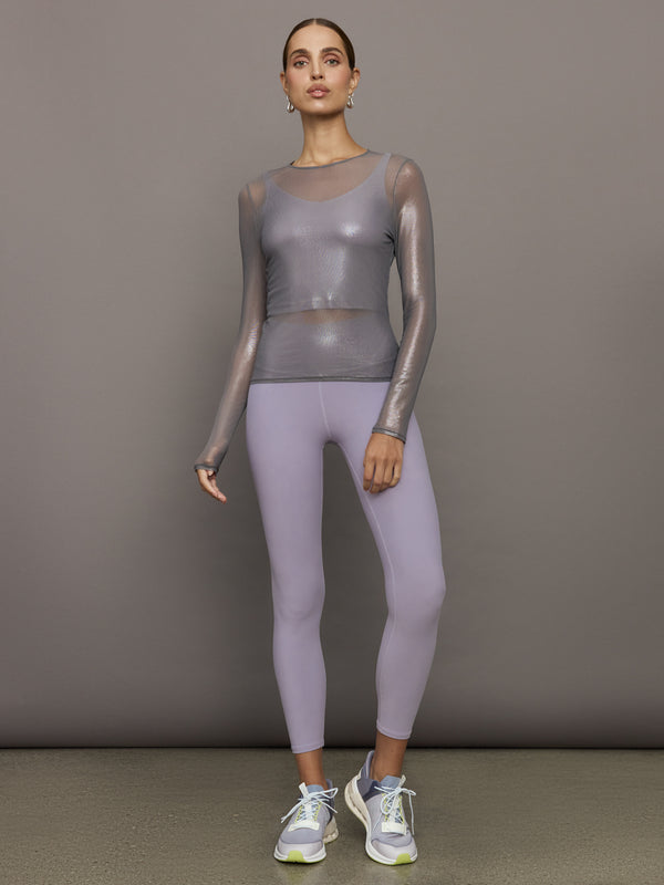 Silver Mesh Long Sleeve Top - Grey Mesh