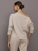 Drapey Knit Sweatshirt in Interlock - Taupe Heather