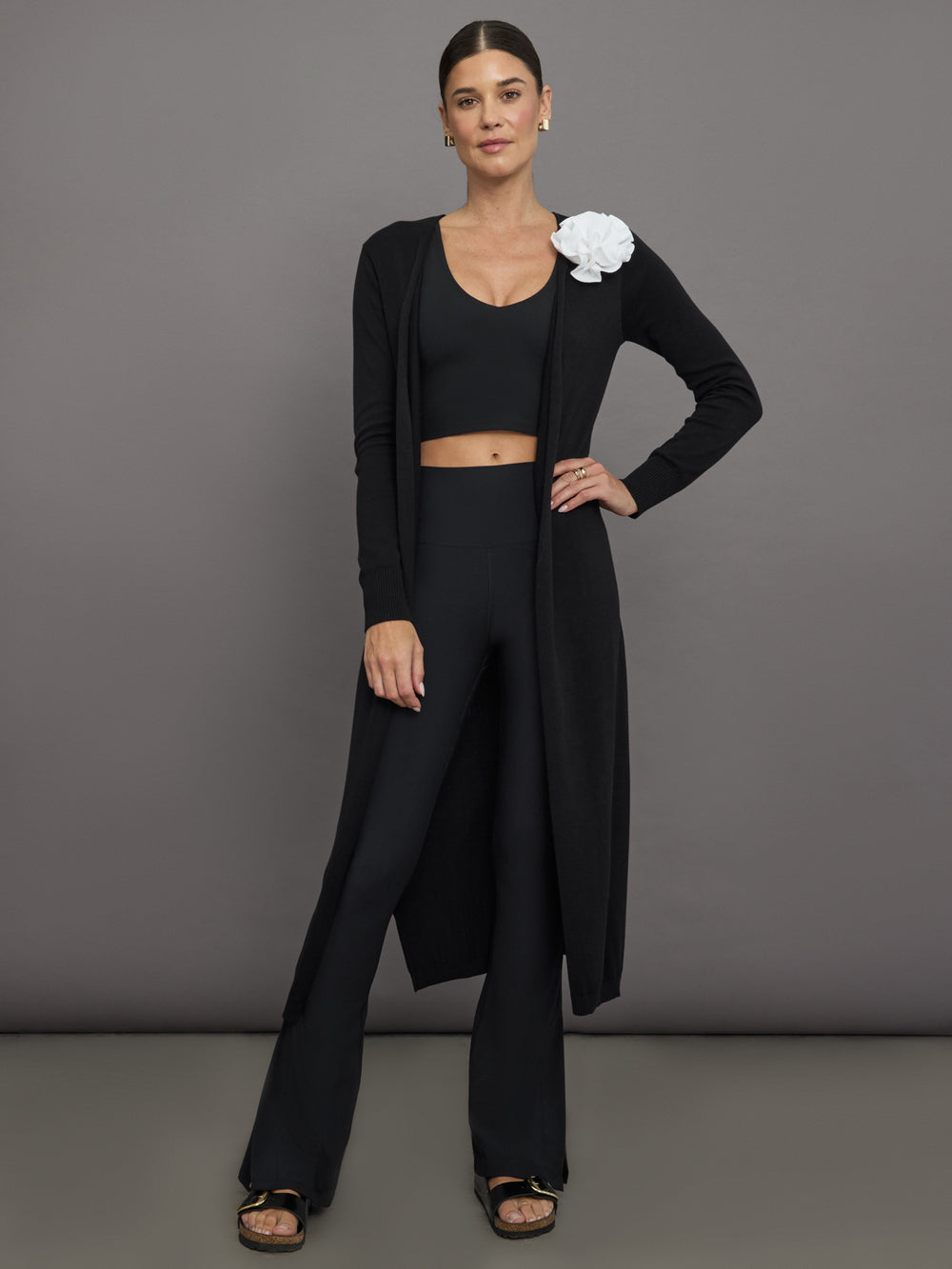 Rosette Longline Sweater - Black